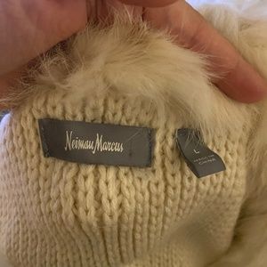 White fur vest